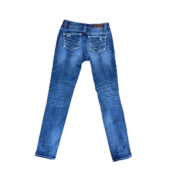 Rock & Roll Cowgirl Western Jeans Mid Wash Boyfriend Skinny Denim Womens 27 X 34 - Picture 1 of 5